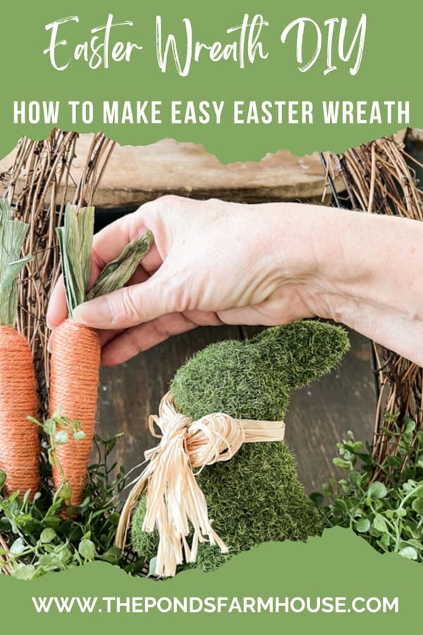 How to make an easy Easter Wreath DIY for Spring Decorating.  Add to farmhouse porch for Easter Decor.
