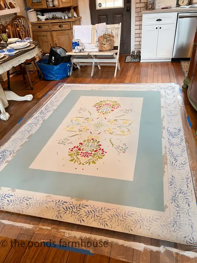 How To Make A DIY custom  Rug with decorative roller painted around the edges.  