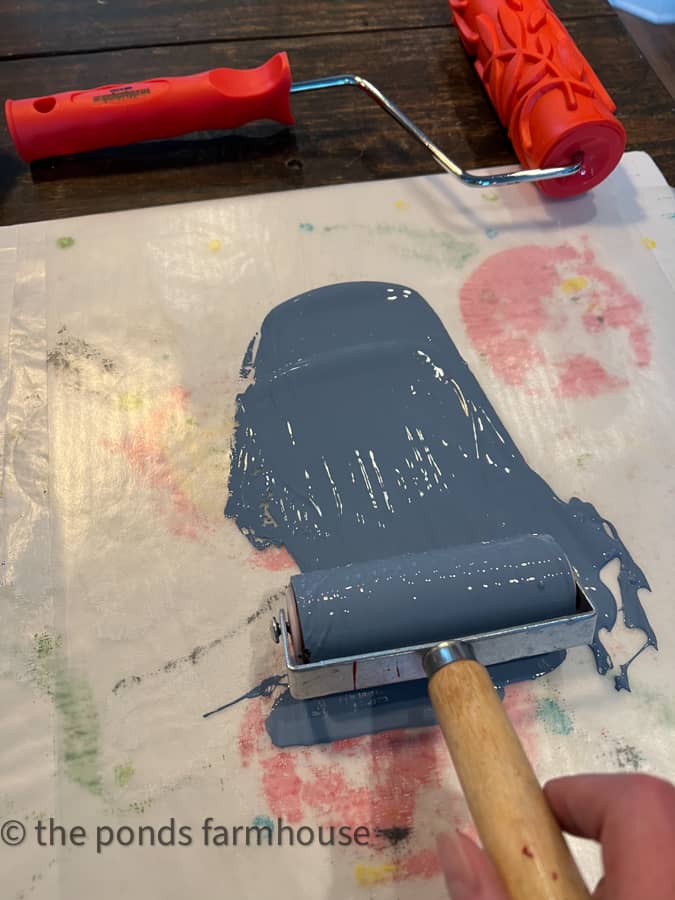 Flatten Paint with brayer roller