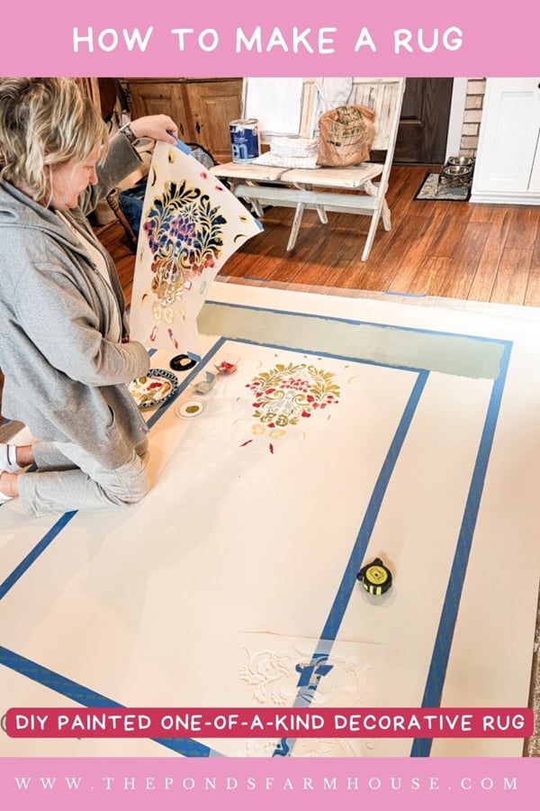 DIY One-of-a-kind Decorative rug made with vinyl flooring. 