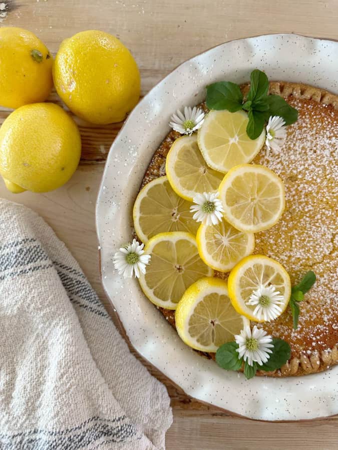 Dessert - Buttermilk Pie with Lemon Curd for Spring Fling supper Club Dinner Party