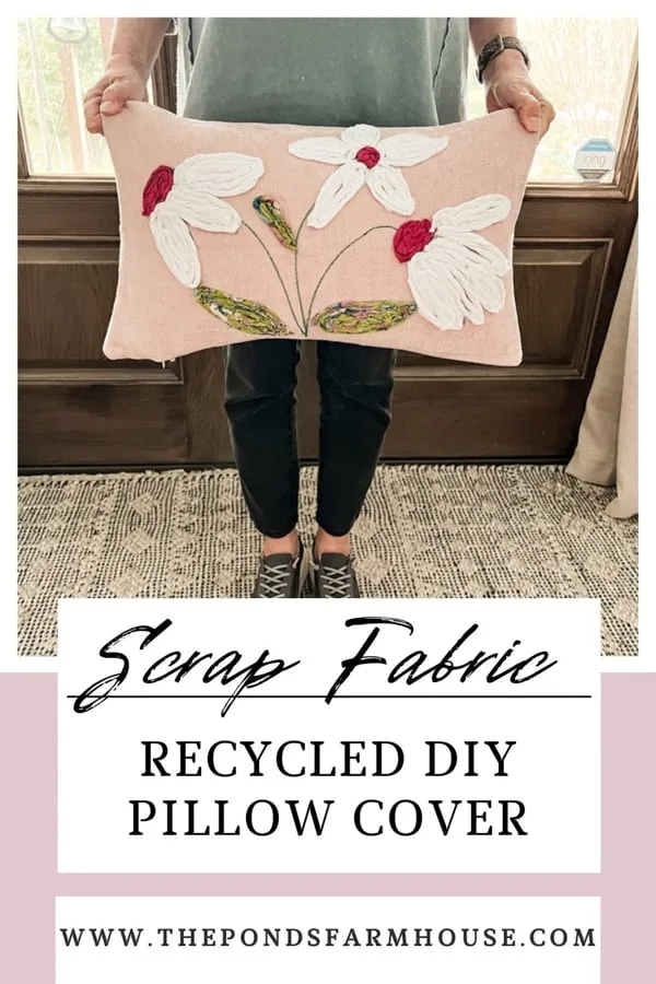Idea for recycle project - make a craft pillow with scrap fabrics for home decorations.  Farmhouse Style.