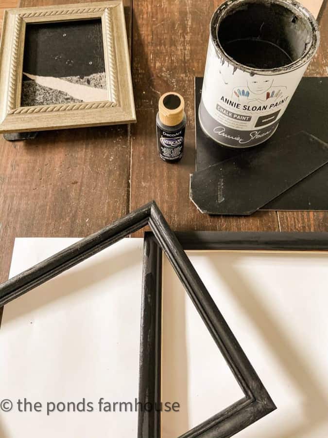 Paint old picture frames to create a cohesive look for your gallery wall.  