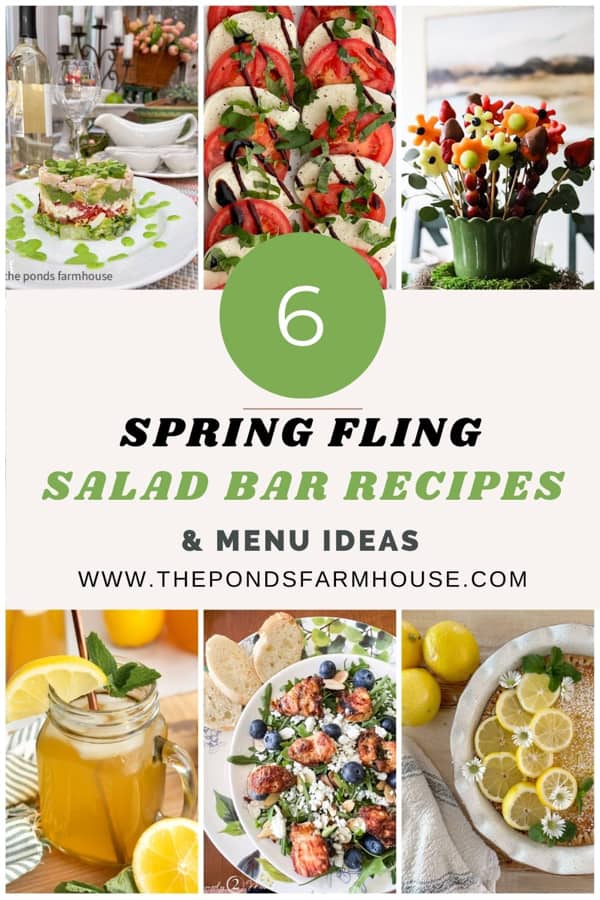 6 Items for Salad Bar Menu and recipes for a Spring Fling Dinner Party for Supper Club.