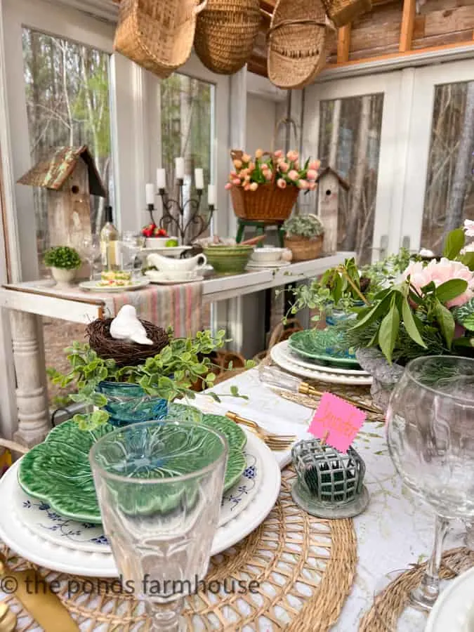 Table ideas for Salad bar in she shed for Spring Fling Brunch Party