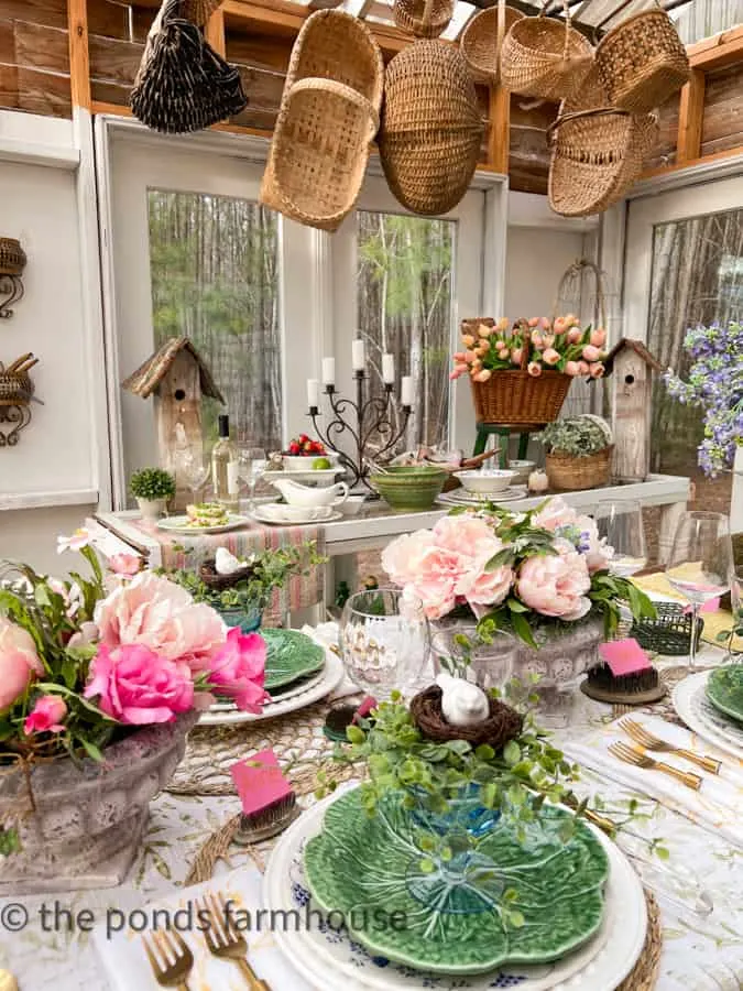 Ideas for Salad Bar and Table setting for Spring Fling Dinner Party - She Shed and Greenhouse Party