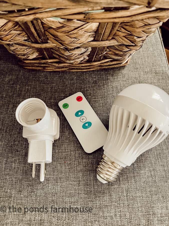 Battery light bulbs with charger and remote control for dimming.