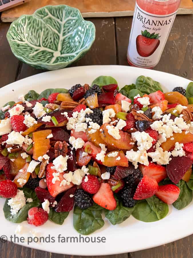 Healthy Beet Salad with Goat Cheese and Fruit for Mother's Day Food Ideas.