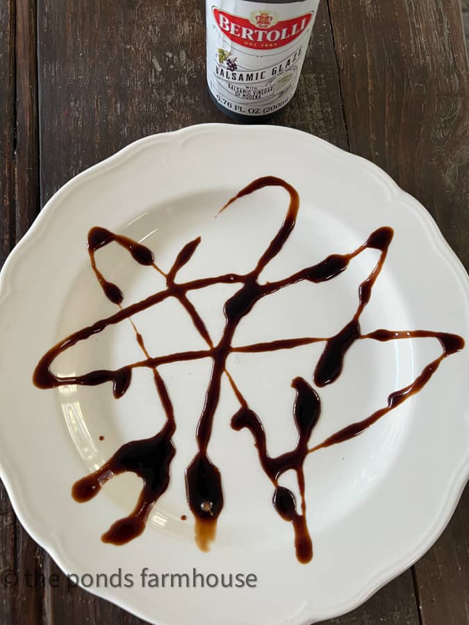 White Plate with Balsamic Glaze Drizzle