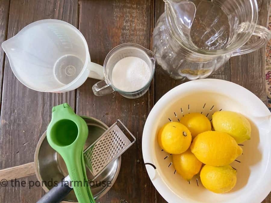 Ingredients and tools to make the perfect lemonade recipe