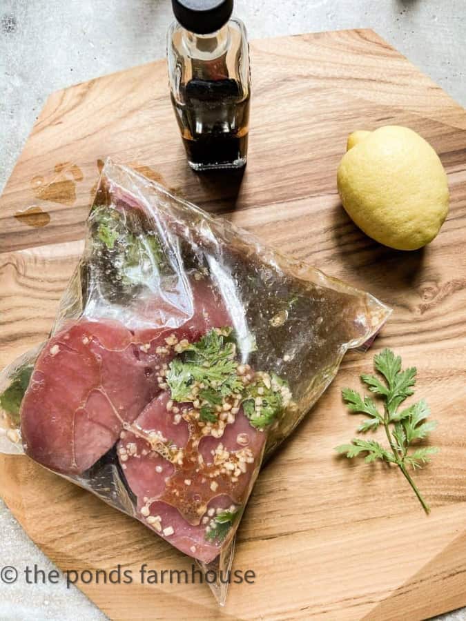 Marinate raw tuna for a delicious raw ahi tuna recipe.