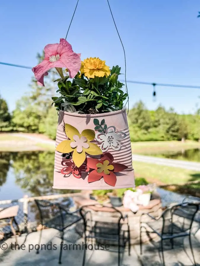 Add fresh flowers to DIY plant pot pockets that hang above the luncheon table for Mother's Day.