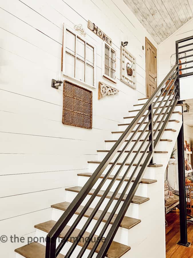 old windows for a stairway wall gallery