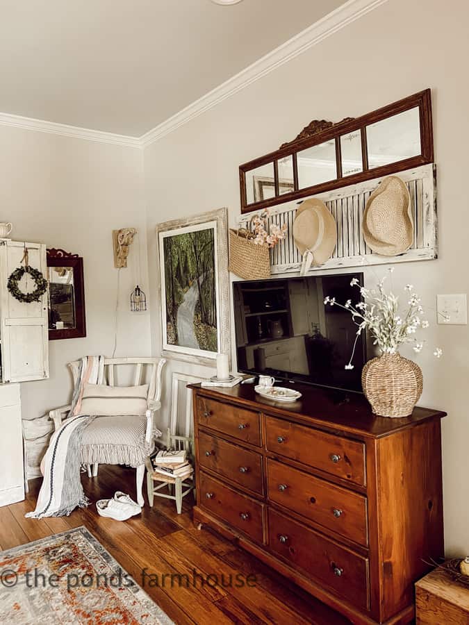 Cozy corner for reading in bedroom for added vintage charm. 