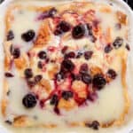 old fashion bourbon bread pudding recipe with glaze poured over the top