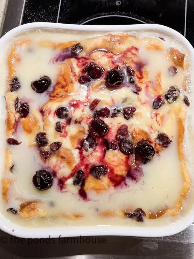 Old Fashioned Bourbon Bread Pudding Dessert Recipe with cherries