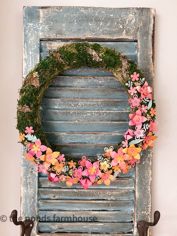 Budget Friendly Anthropologie Hack - DIY Metal Wreath on moss wreath form.  