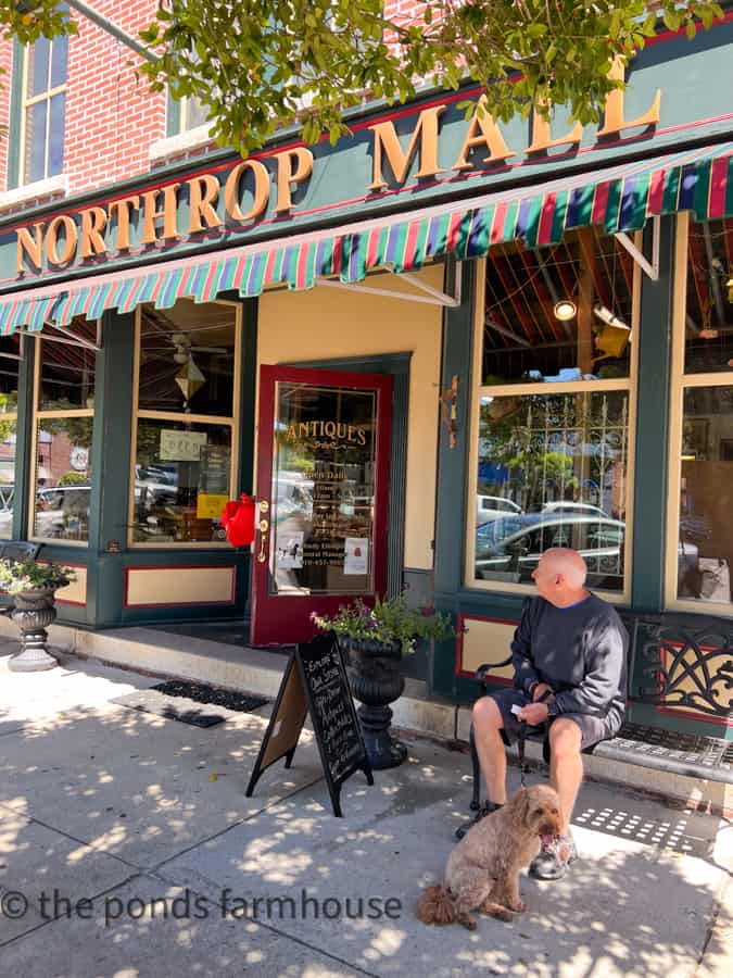 Brad and Rudy take a rest from shopping in Downtown Southport, NC 