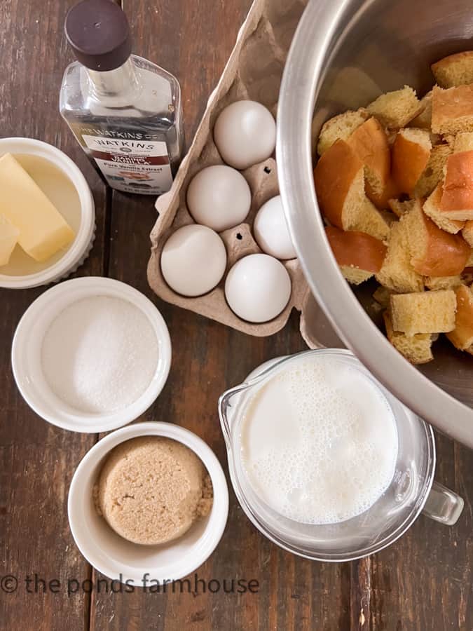 Old Fashioned Bourbon Bread Pudding Ingredients