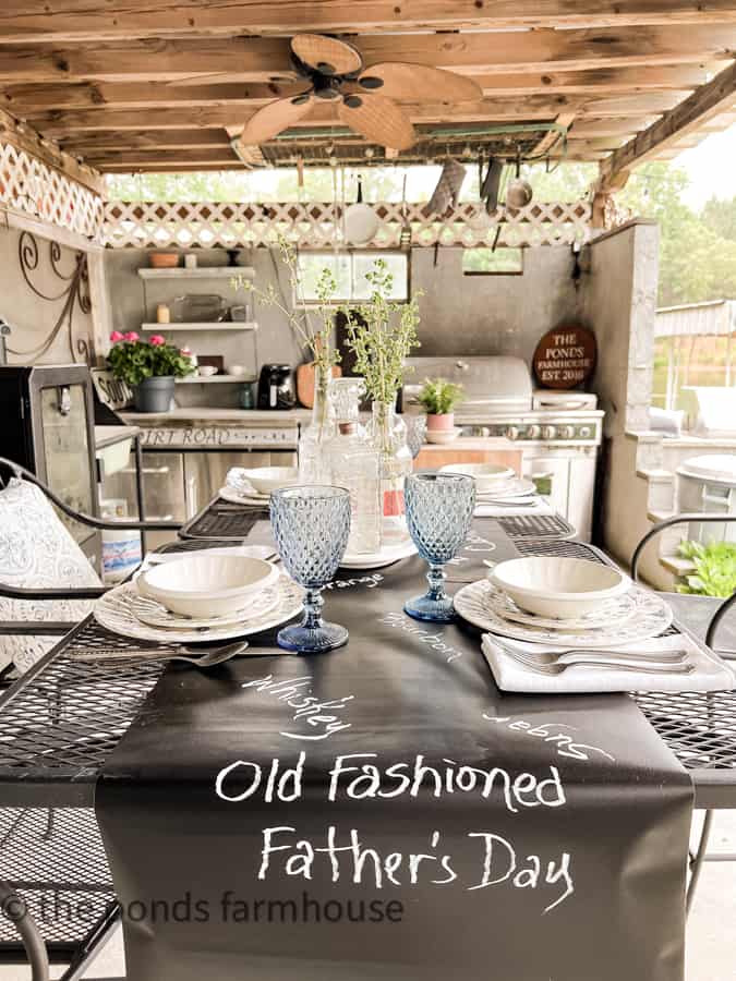 DIY Chalkboard paper table runner for Father's Day Celebration