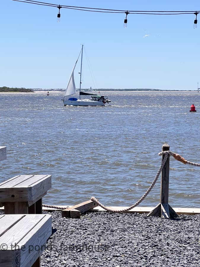 Water views from Oliver's on the Cape Fear Restaurant .  Watch the sailboats go by.