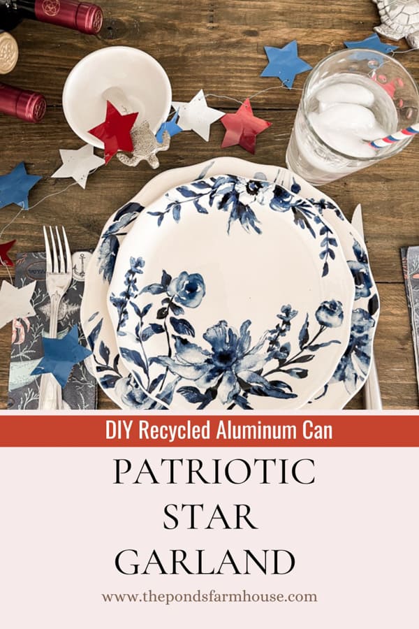 DIY Recycled Aluminum Can Patriotic Star Garland for Patriotic and Eco-Friendly Home Decor.  