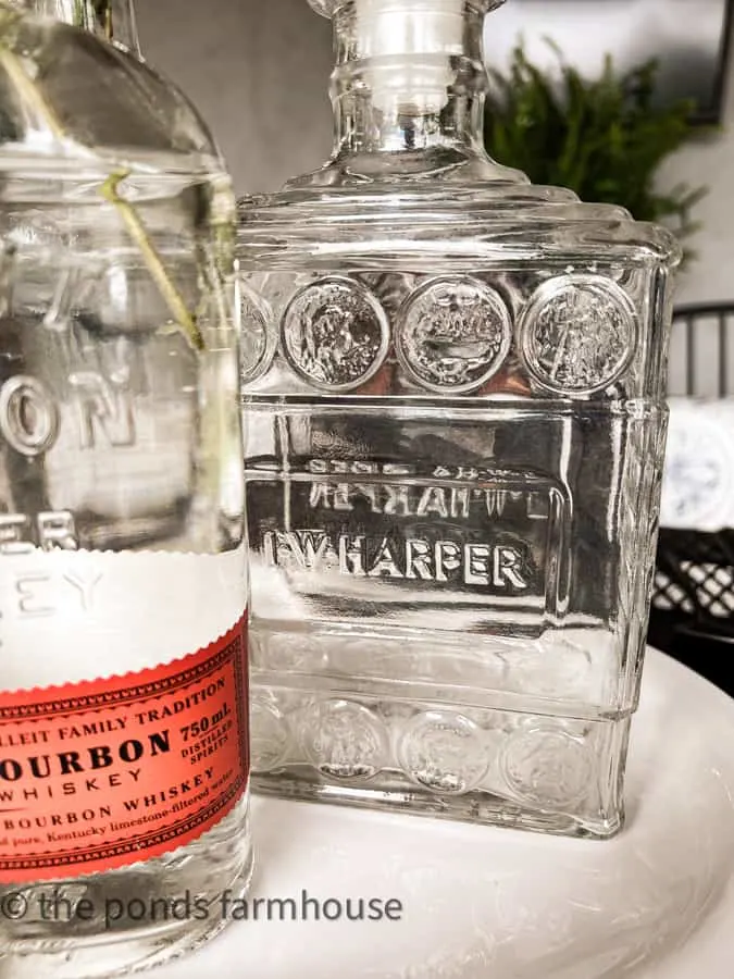 Father's Day Dinner Ideas with Old Fashioned Bourbon Bottles for the centerpiece