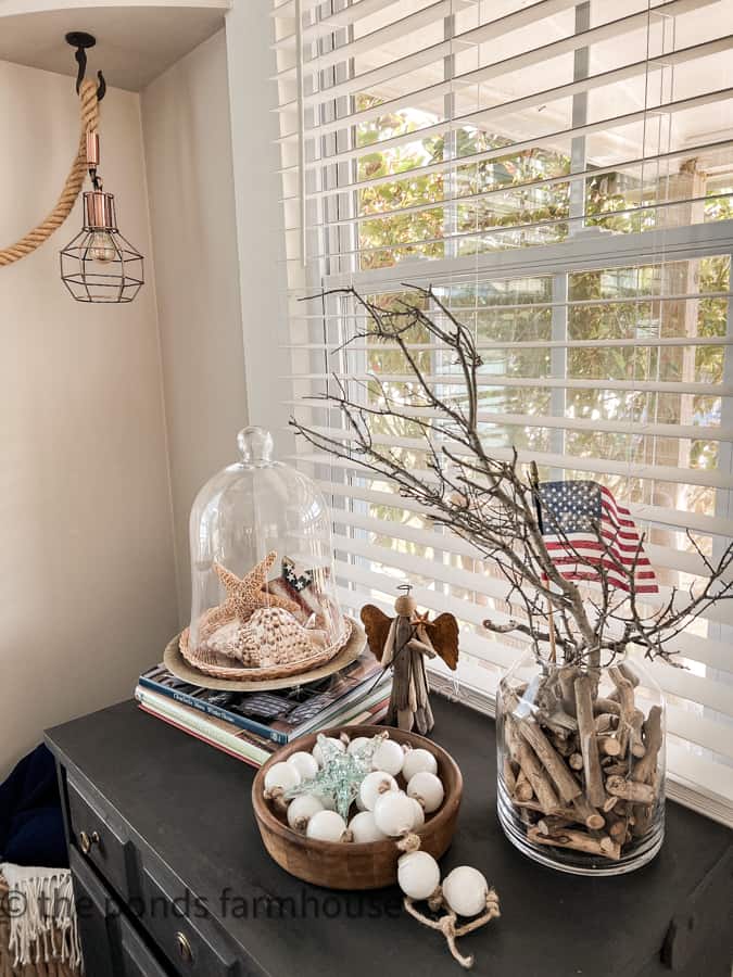 Beach Cottage Coastal Decor on side table 