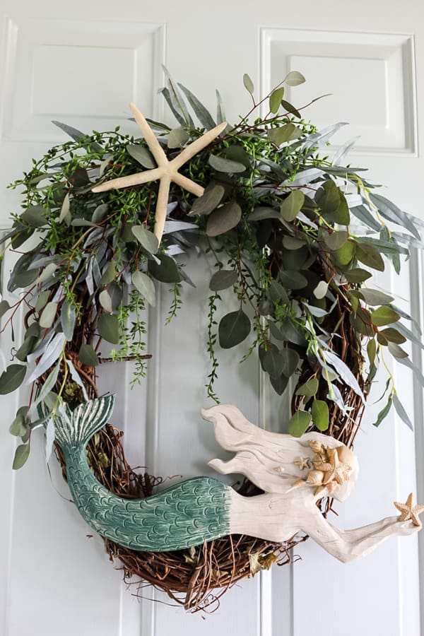 Coastal Mermaid DIY Wreath for Summer Craft.