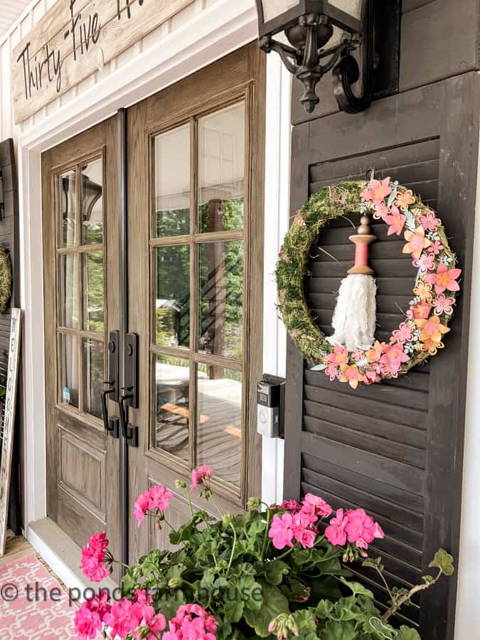 Country Chic DiY Wreath - Anthropologie Hack with french doors and address sign.