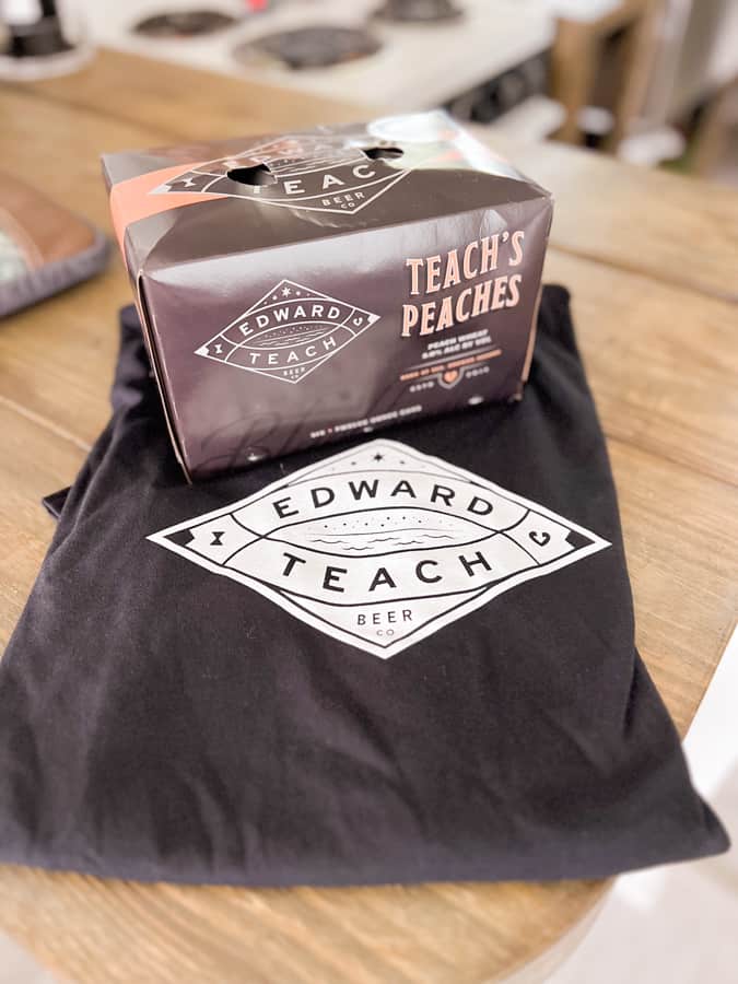 Edward Teach Brewery Tee Shirt and Teach's Peaches Beer