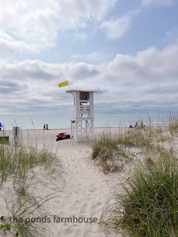 Kure Beach NC with lifeguard stand.  