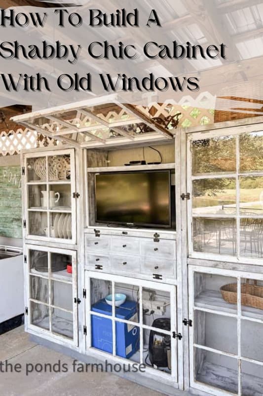 Shabby Chic Cabinet With Old Window for outdoor kitchen