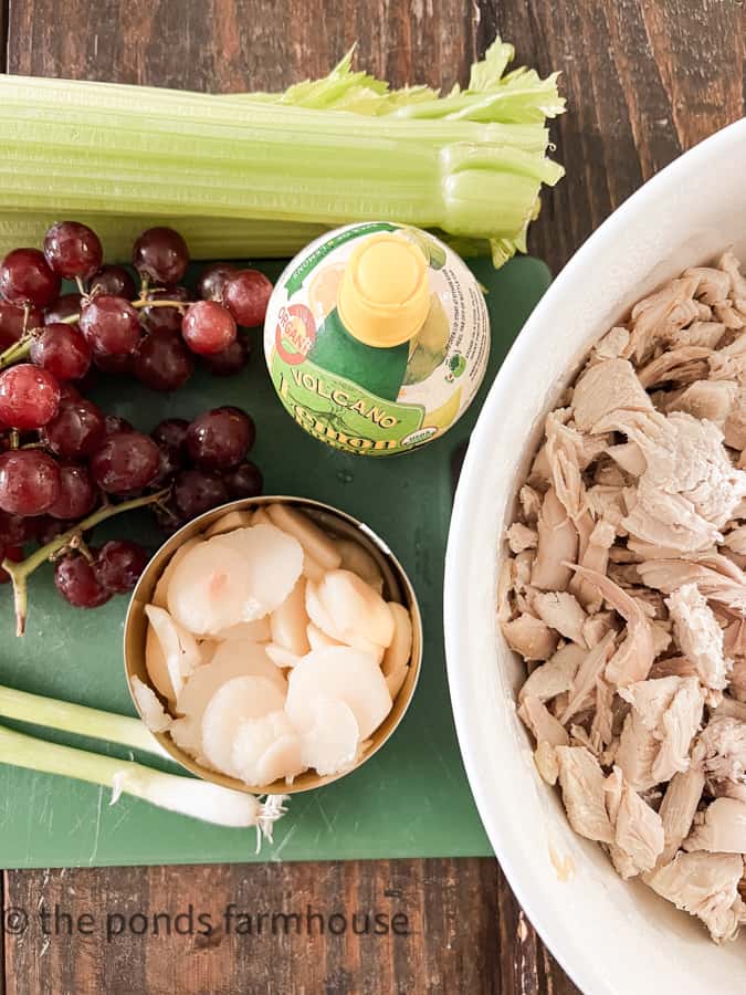 Shredded Chicken with grapes and veggies for a delicious summer recipe.