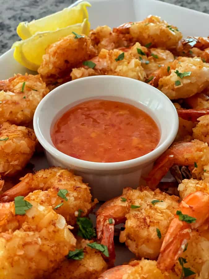 Cocktail Party Food Appetizers- Coconut Shrimp with yummy dipping sauce 