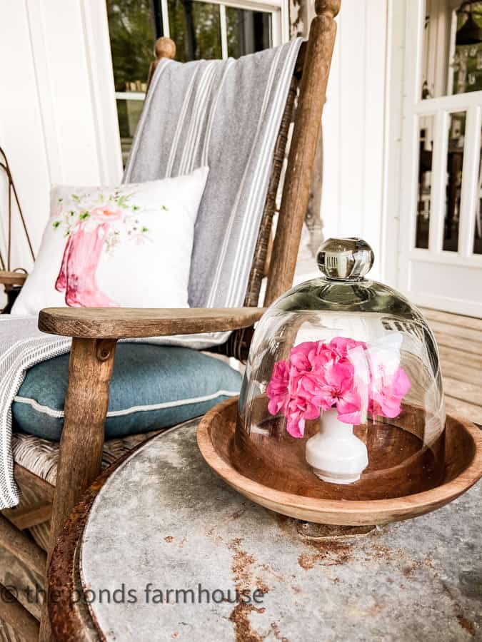 Wooden bowl with glass Cloche Domes