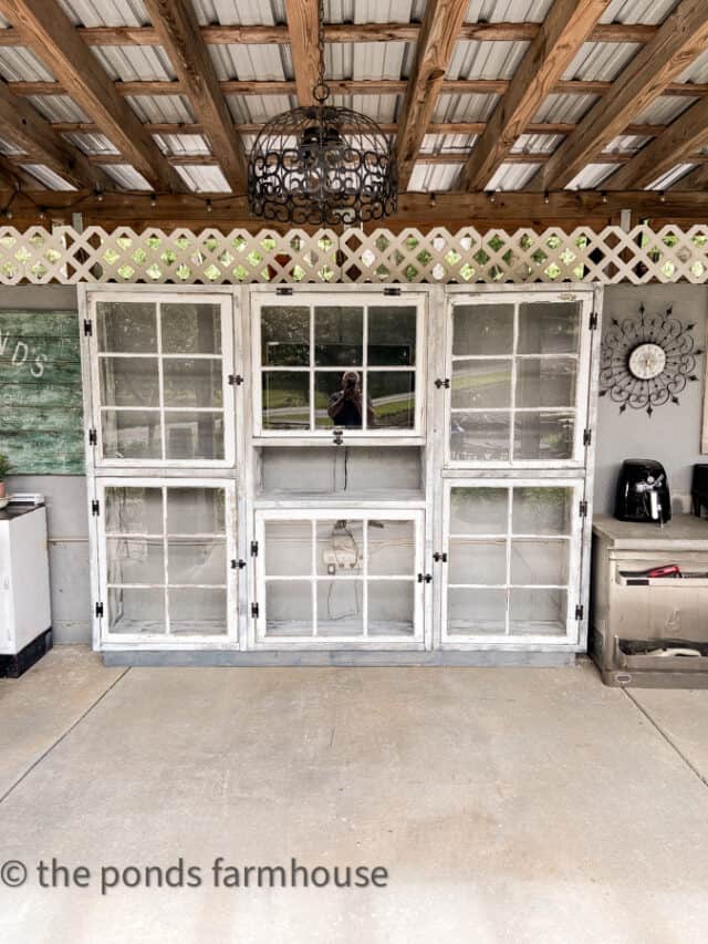 DIY Shabby Chic Kitchen Cabinet With Reclaimed Windows Photo Inspiration