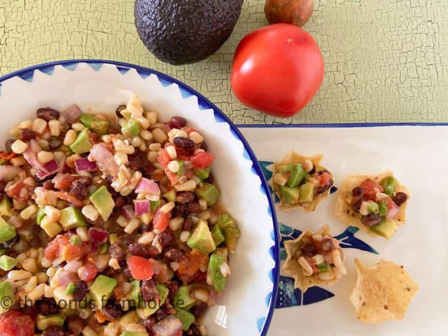 Tomato, Avocado, & Corn Salsa Recipe - Easy Appetizer Recipe with fresh ingredients or canned. 