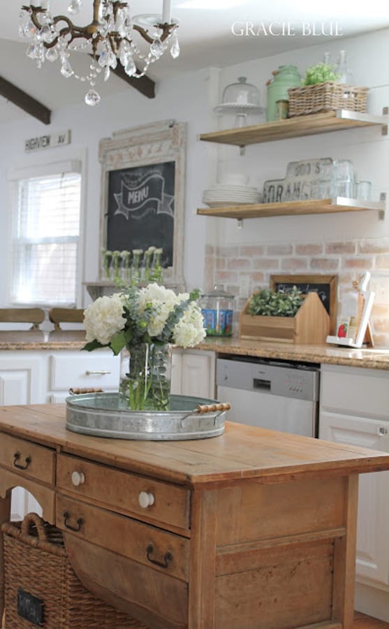 Repurpose a dresser for a small kitchen island.