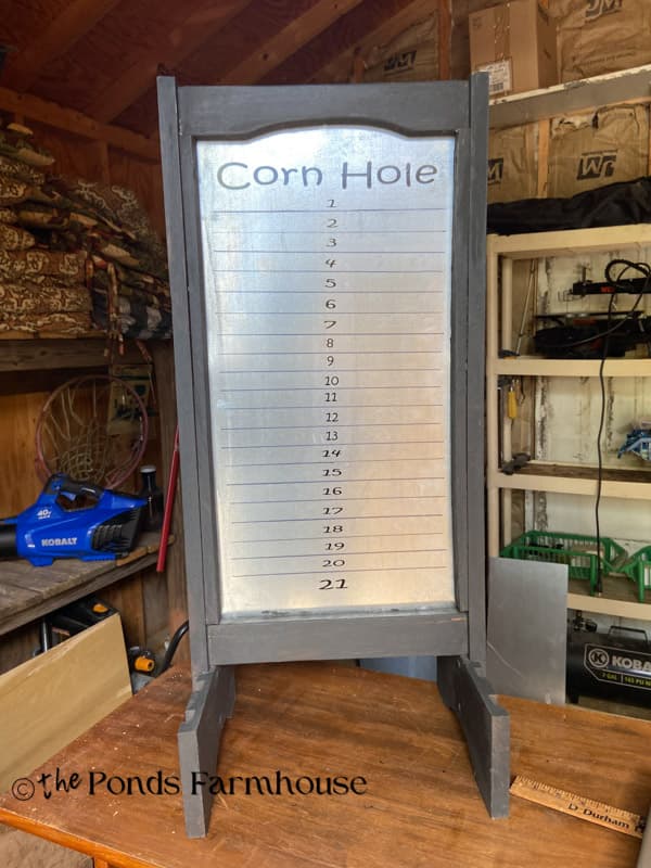 DIY Corn hole scoreboard from a thrift store makeover