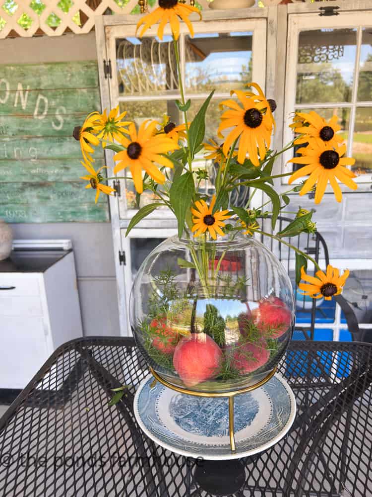 Fruit Centerpiece and Free Flowers For Centerpiece Arrangement for Everything Peachy Dinner Party