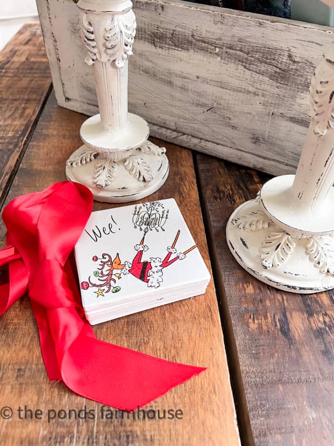 DIY Napkin Decoupage Coasters for gift giving during the holidays