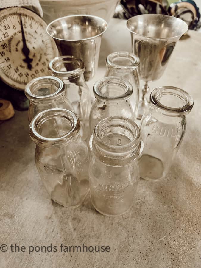 Thrift store vintage milk bottles 