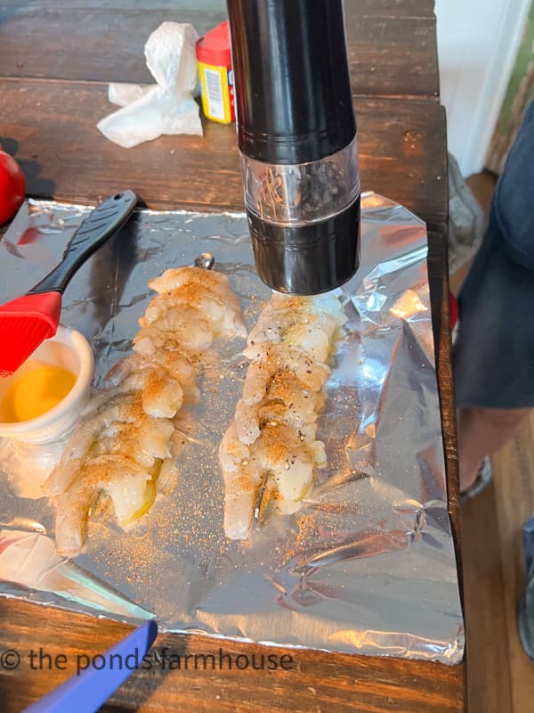 add pepper grinder to the shrimp