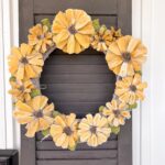 DIY Sunflower Wreath with pinecones