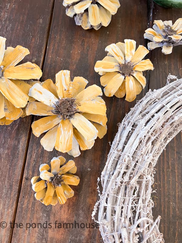 DIY Sunflower Wreath using a recycled grapevine wreath.  