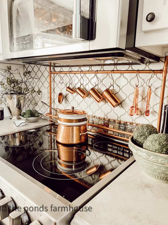 Copper Spice Rack and Copper Double Boiler