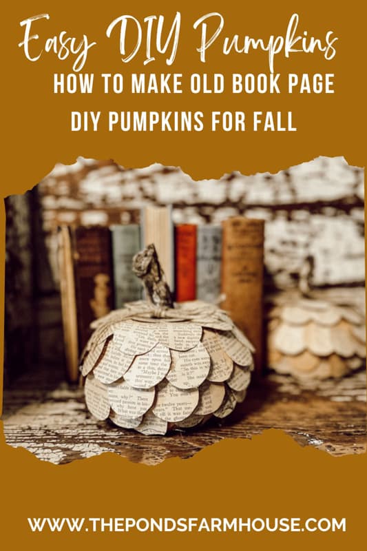 Easy DIY Pumpkin Craft with Old Book Pages for Cheap Autumn Decor.