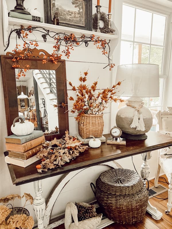 Fall Table Set-up with Vintage finds and DIY projects for Fall Decorating in the Farmhouse.