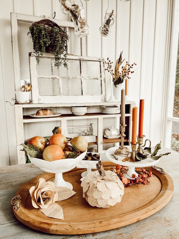 Dirt Road Adventures - Thrifting For Fall Decor Decorating with milk glass for fall.